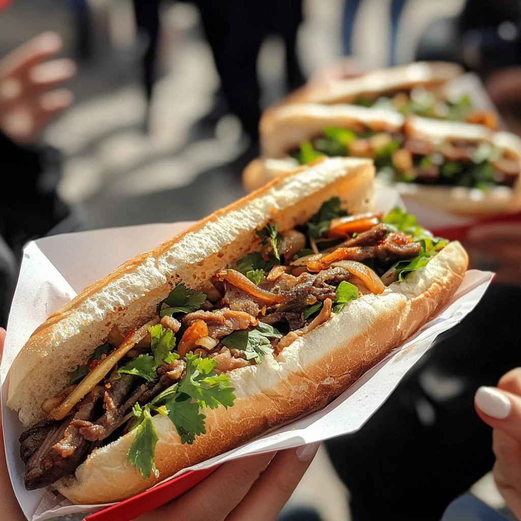 étudiantes mangent un banh mi