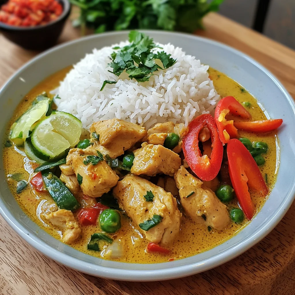 un poulet curry avec du riz