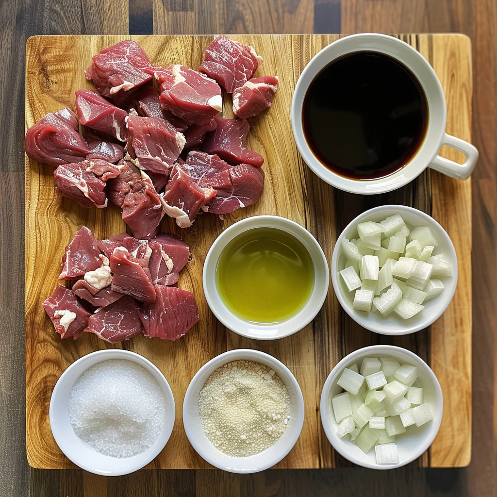 ingrédients boeufs aux oignons