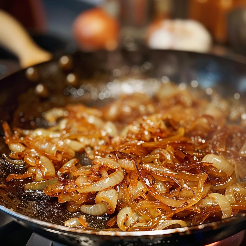 oignons cuits dans le wok