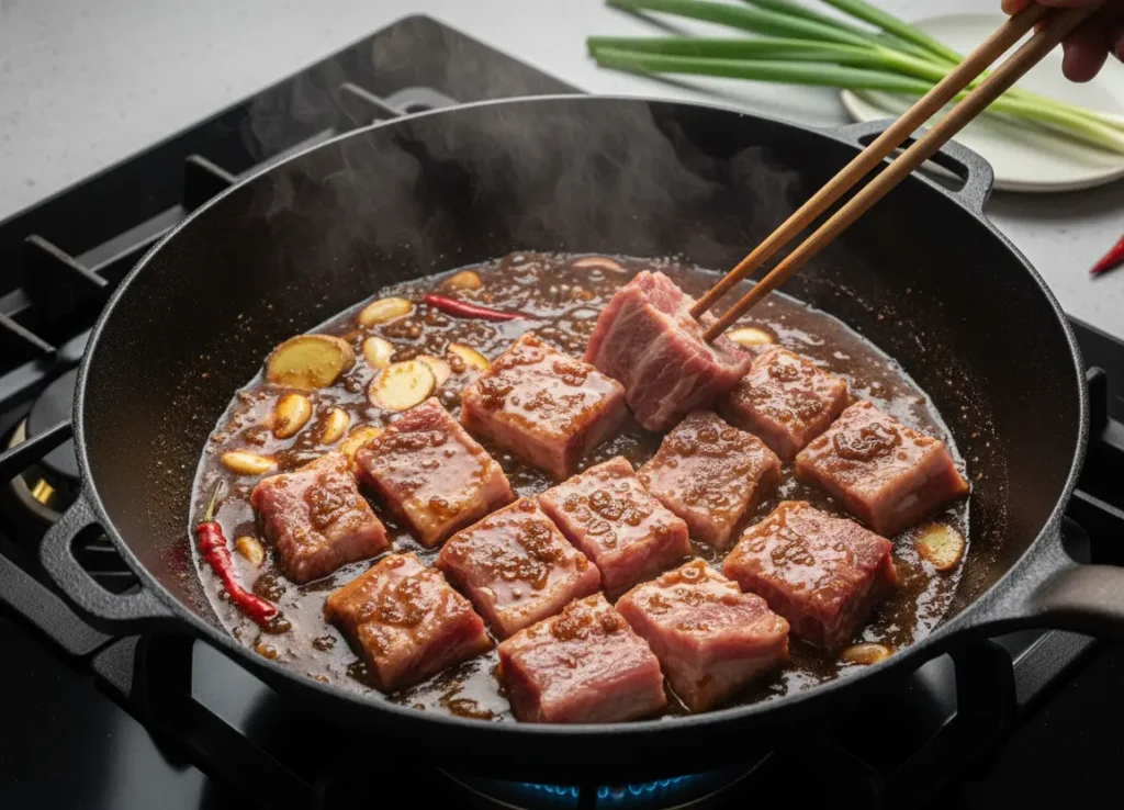 cuisson côte de porc sauce soja