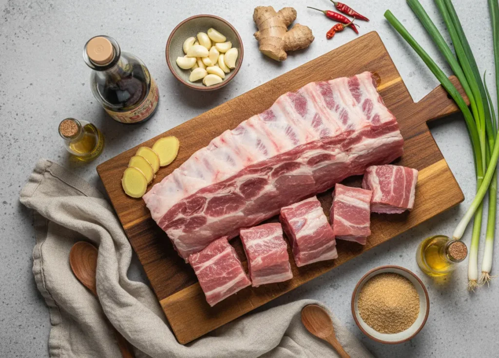 mise en avant côte de porc sauce soja